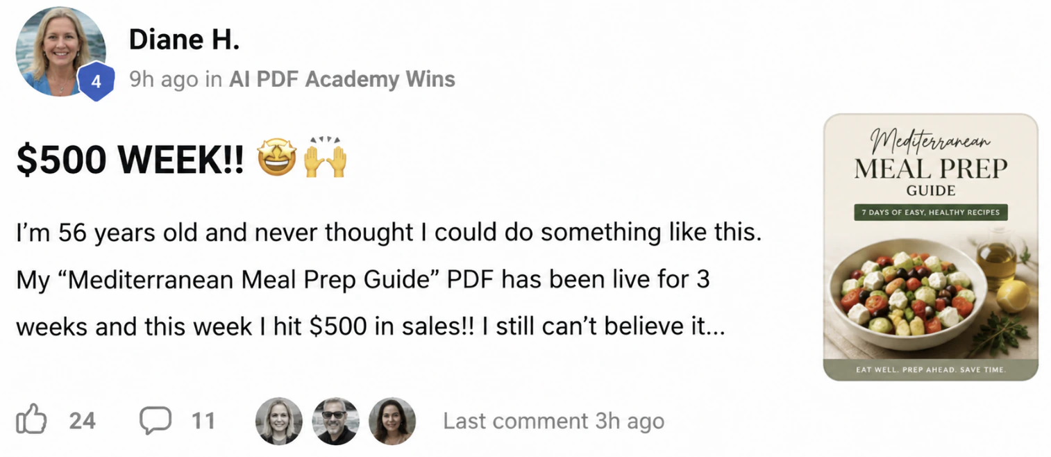 Community post celebrating five hundred dollars in weekly sales