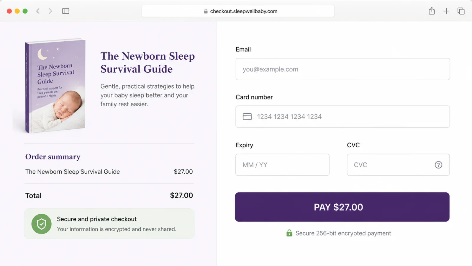 The simple digital product payment form